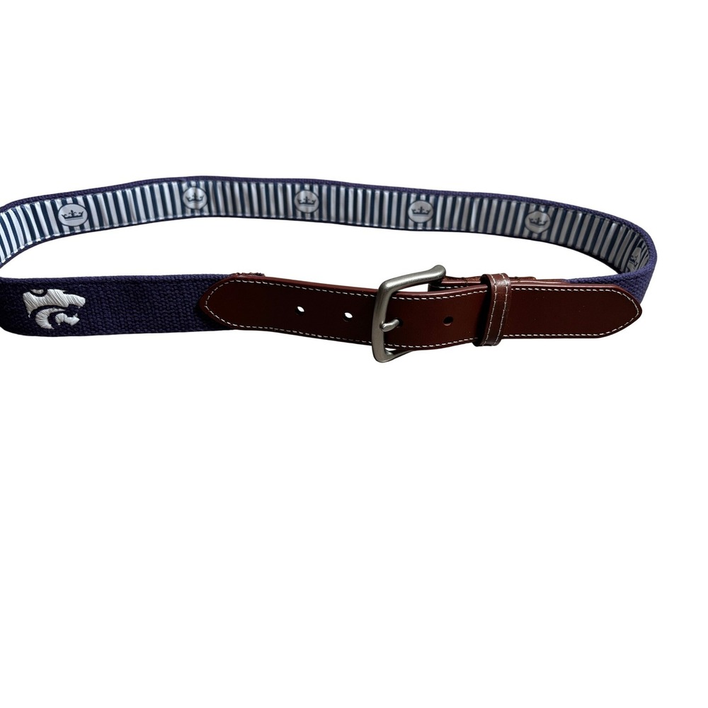 Peter Millar Mens Kansas State Wildcats K-State Belt Purple Canvas Leather 36